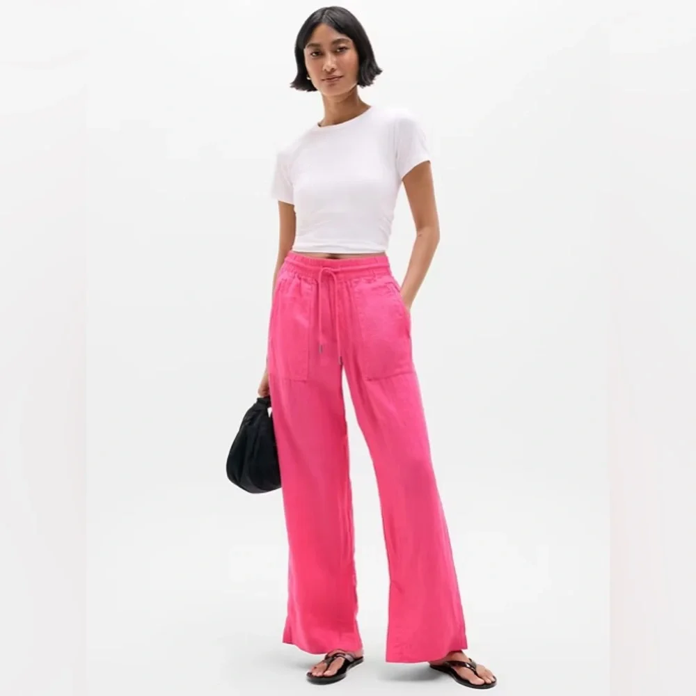 NWT Athleta Retreat Linen High Rise Wide Leg Pant - Picture 1 of 7